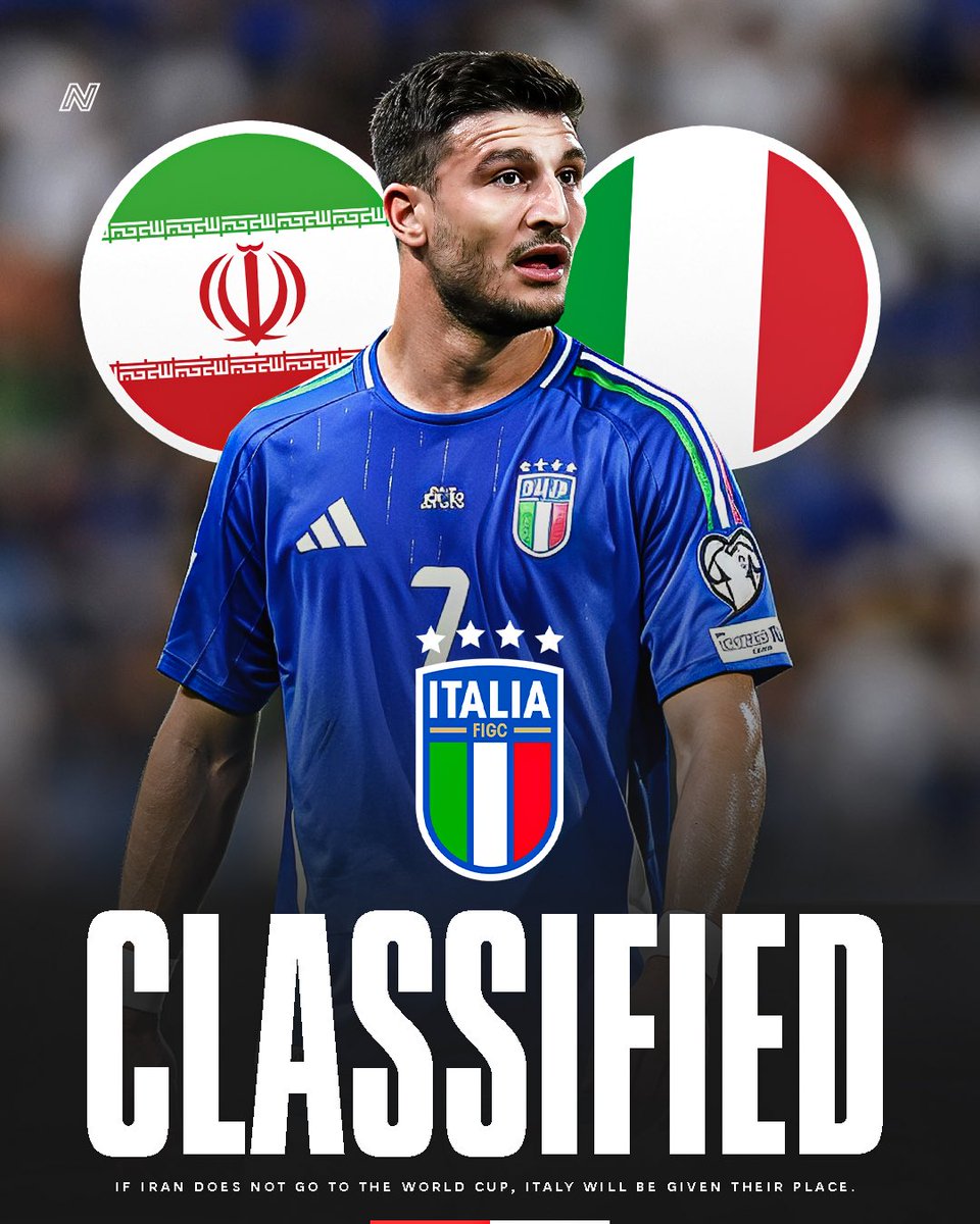 WOULD BE A DISGRACE 🚨

If Iran national football team withdraws from the World Cup at the last minute…

✍️The team that could benefit is Italy national football team.

FIFA is reportedly considering an intercontinental playoff scenario, involving teams from Asia, Europe and