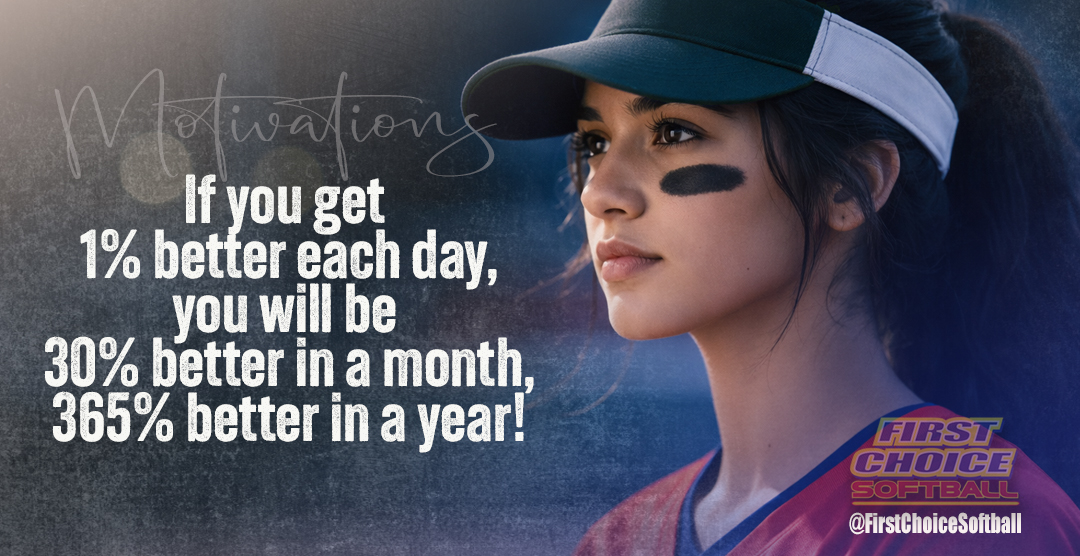1stchoicesfball's tweet photo. Quote of the Week! 1% Better...
#FPsoftballVIBES #softball #fastpitch #softballLife #softballrecruiting #firstchoicesoftball #softballquotes #PositiveVibesOnly #motivational #wordsofwisdom #DoMore #SuccessMindset #MondayMotivation #softballVIBES https://t.co/dl4kpZkhO8