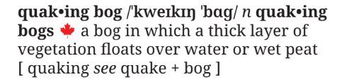cdndictionary's tweet photo. Canadianisms can provide a wonderful metaphor for the state of the world. Next time you are feeling overwhelmed and someone asks "how's it going?" you can respond, "Life feels like a quaking bog."

#Canada #language https://t.co/jMGDukl08X