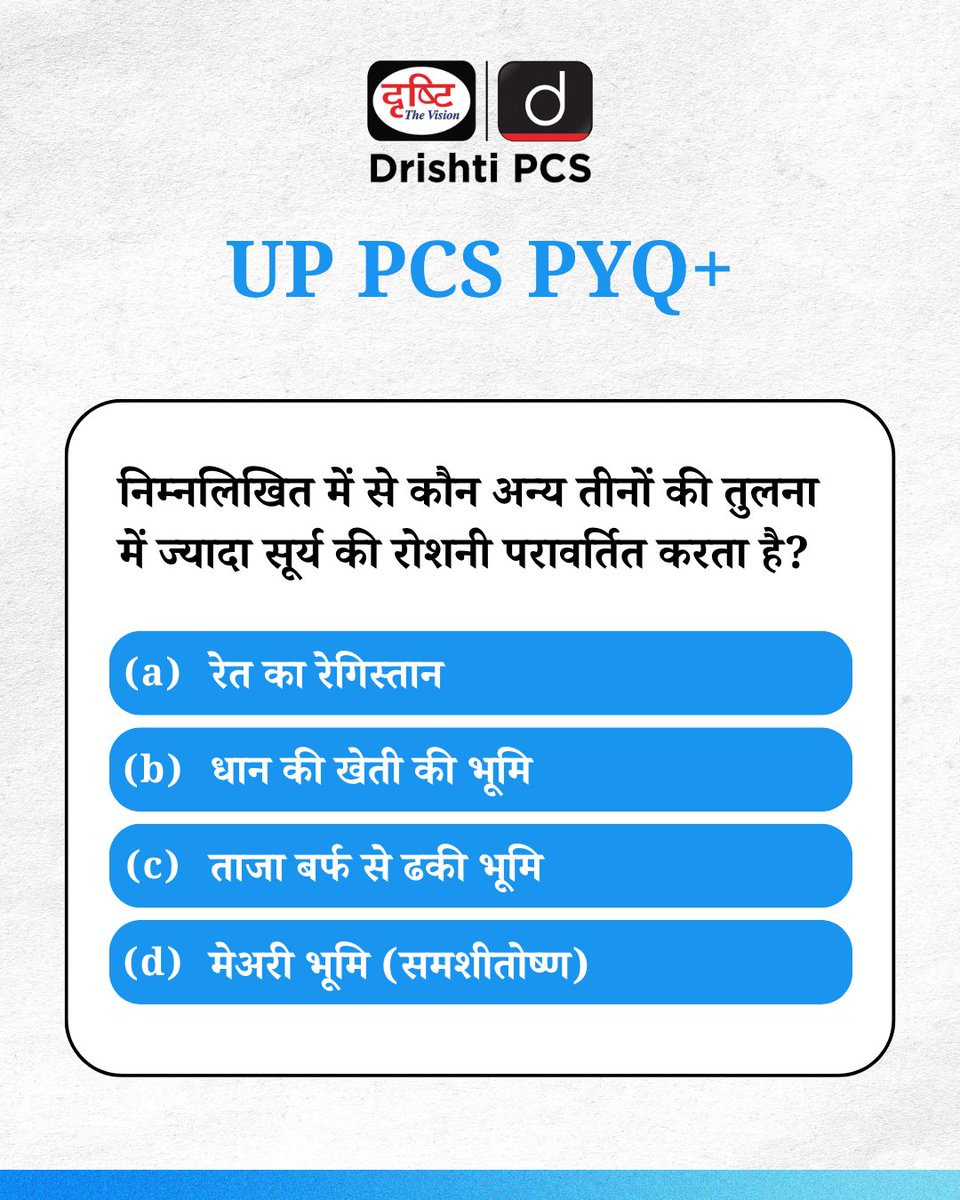 DrishtiPCS's tweet image. क्या आपने पिछले साल के सवालों को हल किया है?
हमारे PCS PYQ के साथ, अब हर सवाल का हल परीक्षा के एक कदम और करीब!
.
#StatePCS #PSCExam #PCS #PYQ #Preparation #Prelims #DrishtiPCS