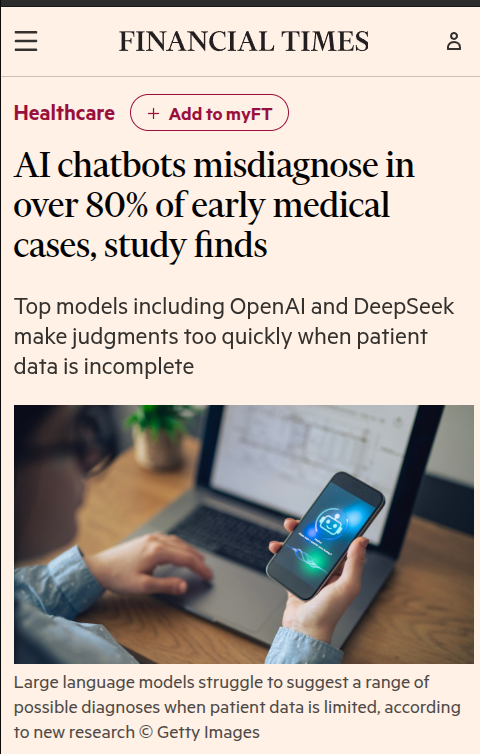 rohanpaul_ai's tweet image. AI chatbots are still poor at the hardest part of medicine: figuring out what might be wrong before the full picture is available.

The study tested 21 LLMs on 29 clinical cases revealed step by step, which matters because real diagnosis usually starts with scattered symptoms,