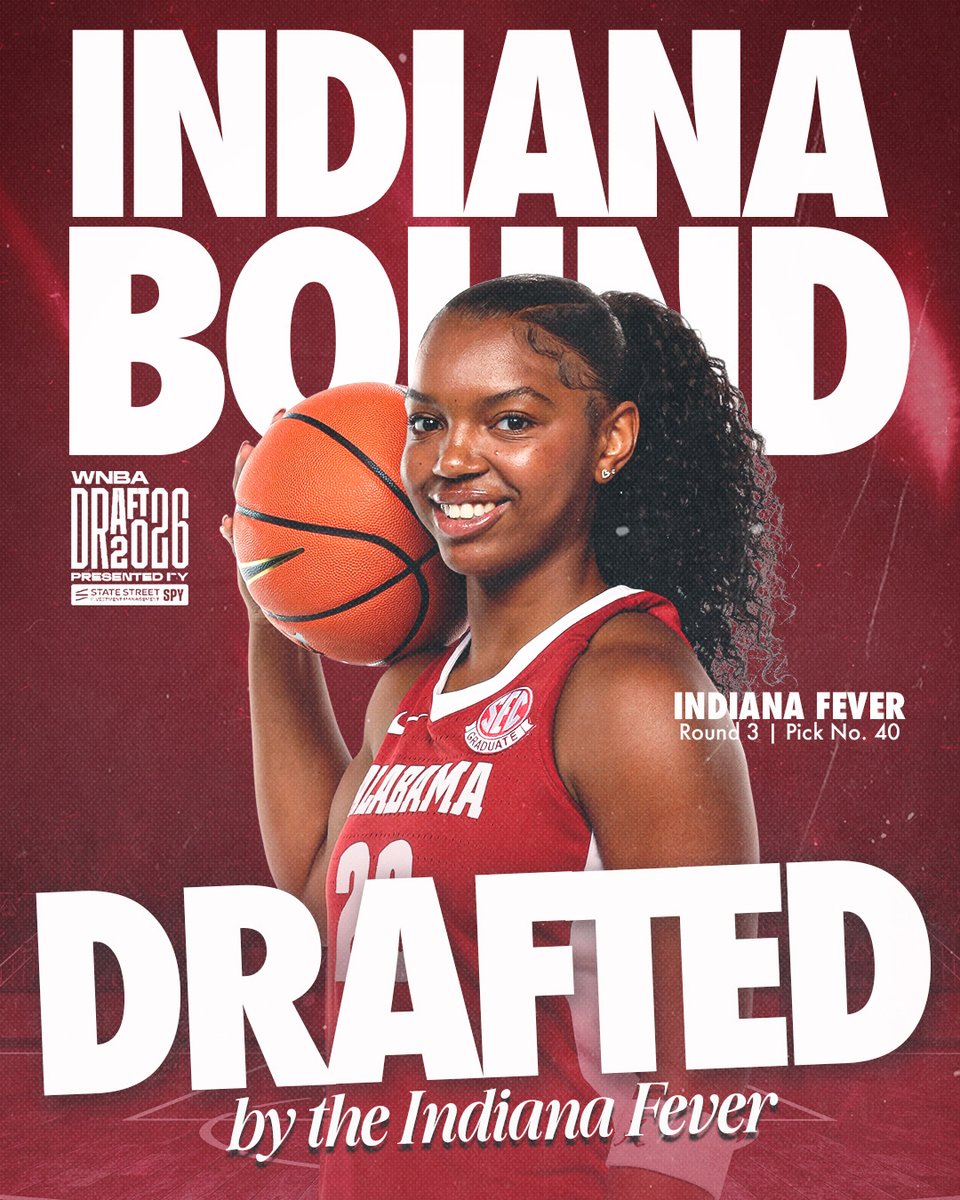 AlabamaWBB's tweet photo. Heading to Indiana! 🔥

With the 40th pick in the @WNBA Draft, the @IndianaFever select @jes1ballerr! 

#RollTide #BuiltByBama https://t.co/svd2Ff0McH