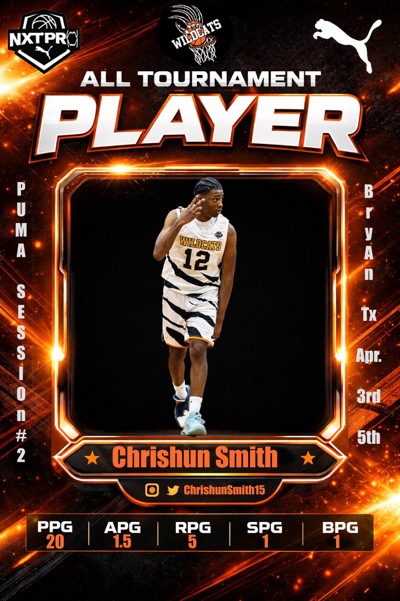 WildcatsTX's tweet photo. @ChrishunSmith15 got All Tournament Player in the @NxtProHoops @PRO16League in Bryan Texas! 

Coaches!!! 2026 unsigned senior looking for a home!!!! https://t.co/cCuH0S3Uru