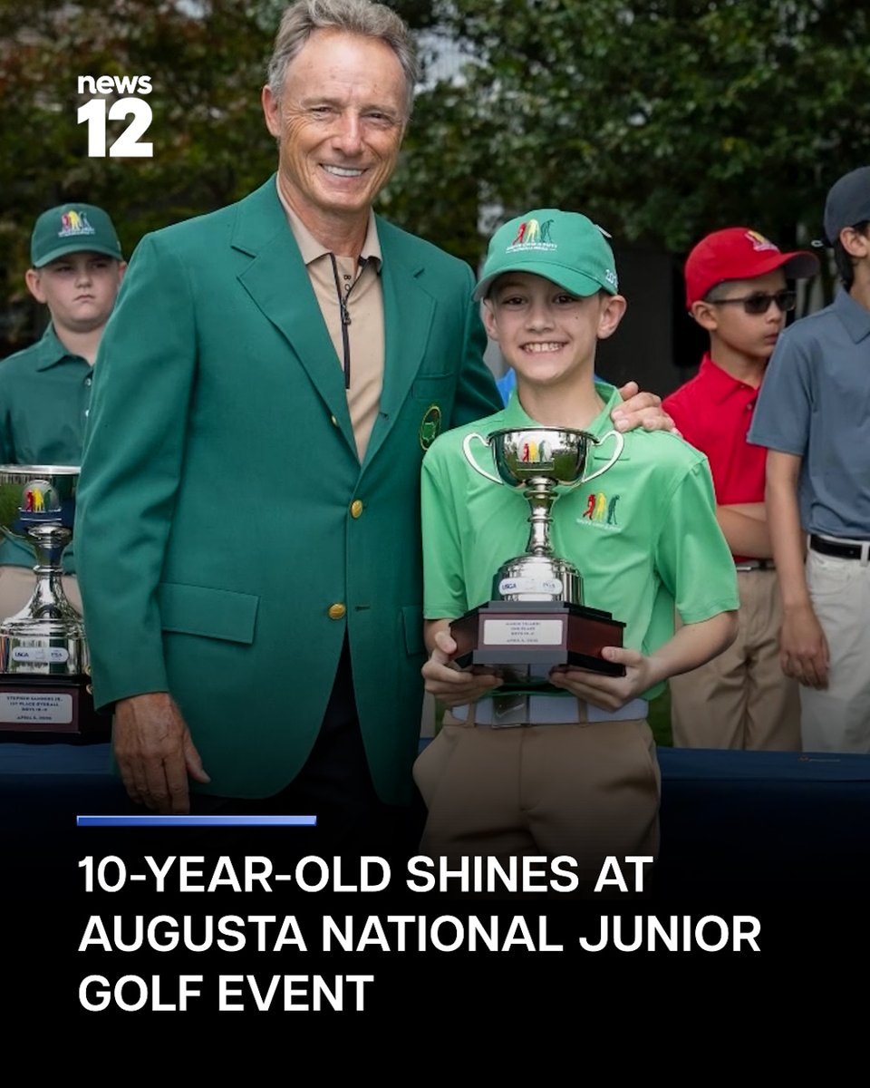 News12WC's tweet photo. STELLAR GOLF PERFORMANCE: One of the best youth golfers in the country — a 10-year-old from the Hudson Valley — received a hero's welcome at school after his performance at Augusta National Golf Club.
 
#News12 #YouthGolf #AugustaNational #Fishkill

https://t.co/Ii51HcBcLu https://t.co/Z5z3506xng