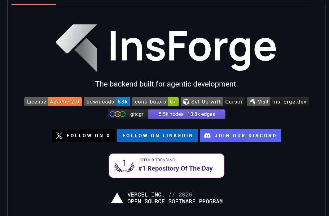 _vmlops's tweet image. VIBE CODING IS AMAZING UNTIL YOUR AI AGENT HITS A WALL BUILDING THE BACKEND

auth? uh, how do you want me to set that up..?
database? which schema should i use..?
storage? what's your s3 config..?

you end up doing the backend yourself anyway

insforge fixes this

it's a backend
