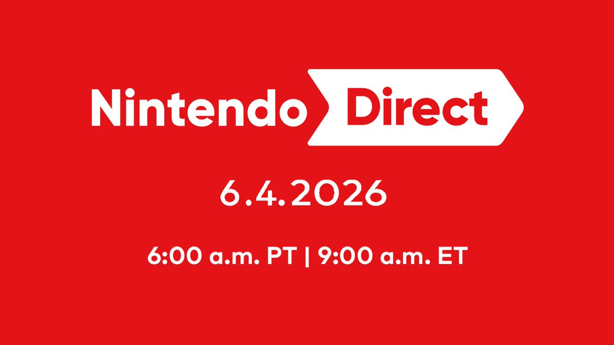 brunei_di's tweet image. Join us on June 4th at 6am PT for a #NintendoDirect! Tune in for roughly 50 minutes of information on upcoming Nintendo Switch 2 and Nintendo Switch games.

Watch it now @NintendoAmerica