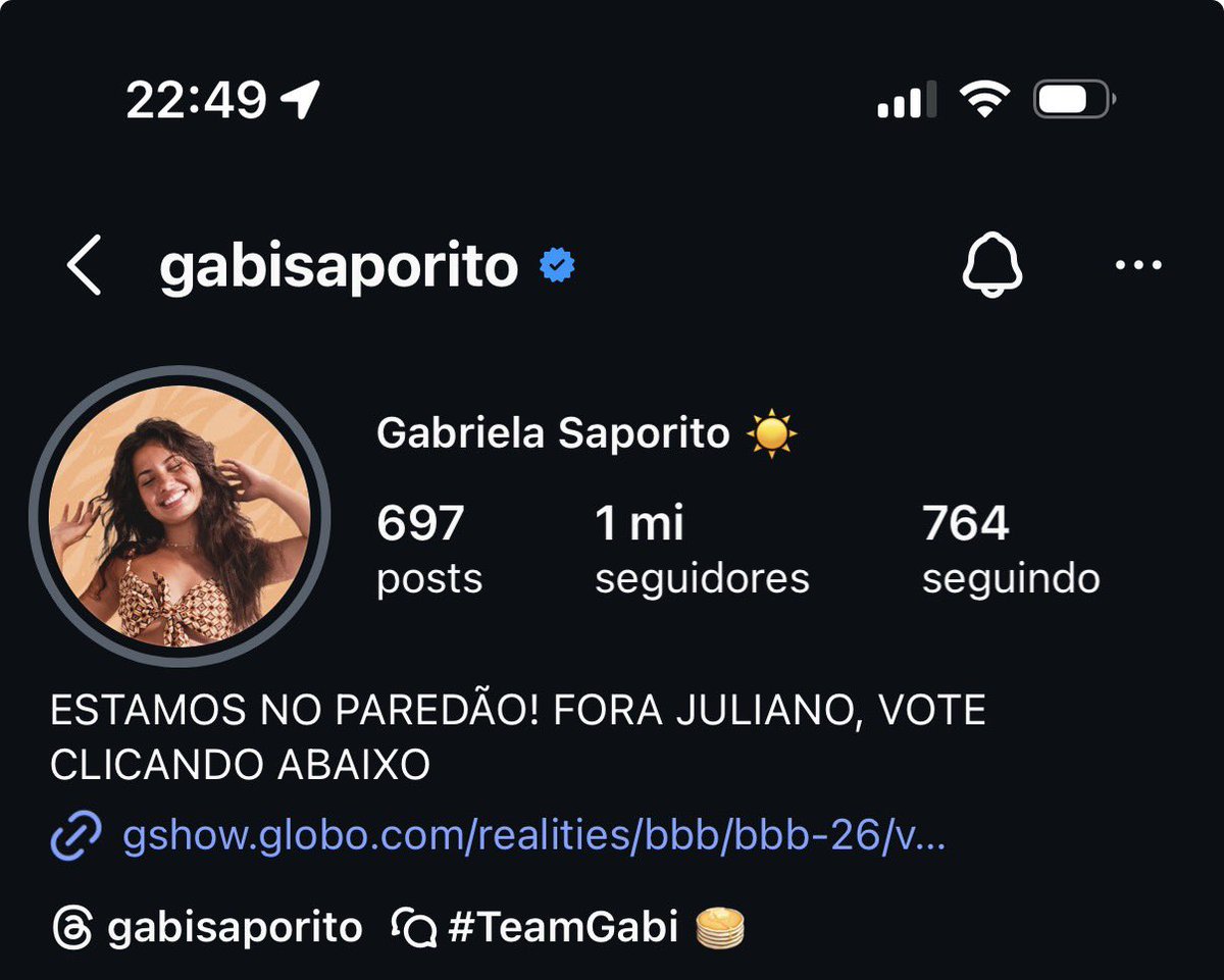 a gabriela chegou a 1 milhão de seguidores no instagram 🥹 ela merece mt