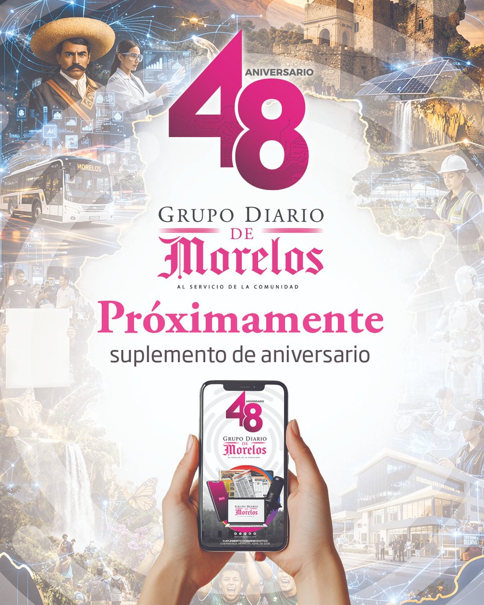 📰✨ 48 años contando historias en Morelos

Muy pronto, el suplemento especial de aniversario de Grupo Diario de Morelos.

Un recorrido por nuestra historia, evolución y compromiso con la comunidad.

Próximamente.