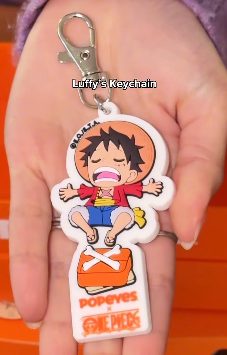 In-person shot of the One Piece x Popeyes Collectible Keychain