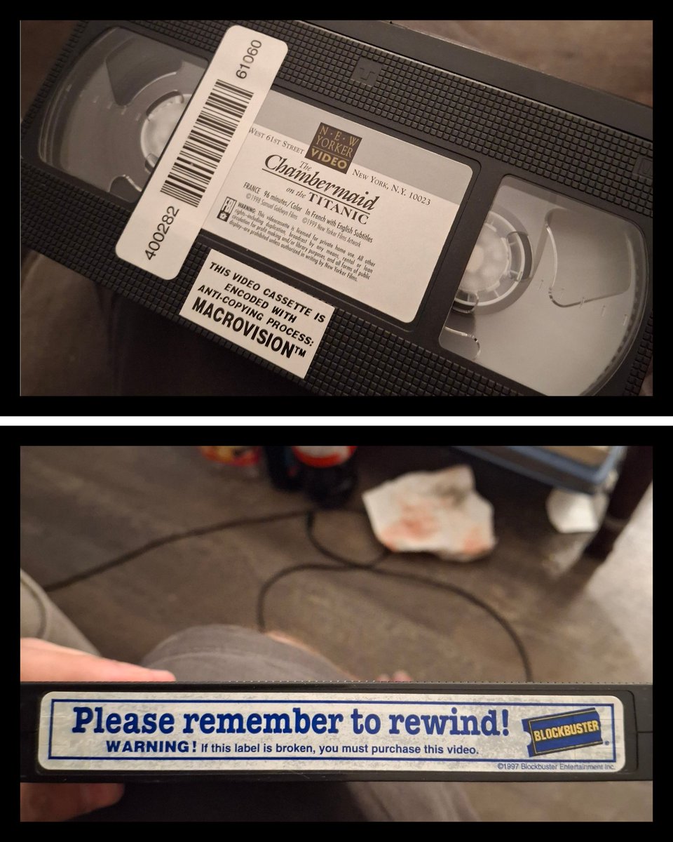 Retroid98's tweet image. Just realized my copy of The Chambermaid on the Titanic is a former Blockbuster Video rental. 

#blockbustervideo #vhs