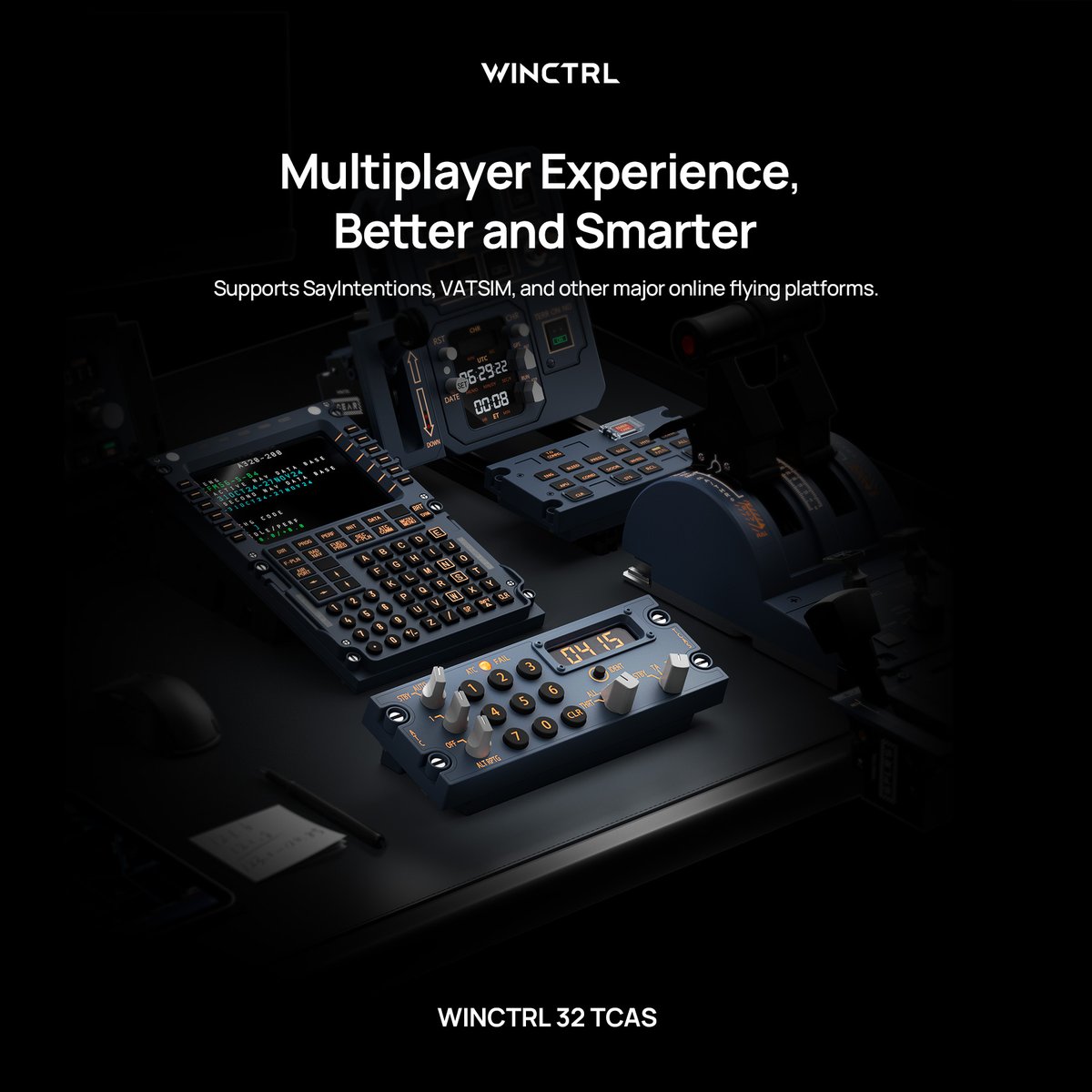 winctrlofficial's tweet photo. Brand New WINCTRL 32 TCAS Panel, Airspace at Your Fingertips

April 15th, 10:00 AM (UTC+8), available at Global Shipping in limited stock, with pre-order opening at all regional sites.

👉WINCTRL 32 TCAS Product Page: https://t.co/7NxEFBSu9P

✅ 1:1 Full-Structure Molded Design.
✅ Seamless integration with major online flying network and plugins, including https://t.co/jNii6uLdHA, VATSIM, and more.
✅ Designed to withstand the high-intensity workflow of frequent transponder input.
✅ The displayed character and color match the real aircraft, providing professional visual feedback.
✅ Instant Squawk Code response.
✅ SimAppPro Plug-and-Play, Wide Compatibility. Day-one support for Fenix, iniBuilds, and other major aircraft models. Continuous update with SimAppPro. 

Price Listing for 32 TCAS: 
Global Shipping Site: $ 77.5 USD
US Site: $ 85.32 USD
UK Site: £ 79.83 GBP
EU Site: € 74.4 EUR
AU Site: $ 131.75 AUD
CA Site: $ 114.7 CAD
JP Site: ￥ 11929 JPY

#WINCTRL #TCAS #aviation #ATC #homecockpit #flightsimulator #msfs2020 #msfs2024 #xplane #radiopanel #airliner #a320 #sayintentions #vatsim #IVAO #airtraffic