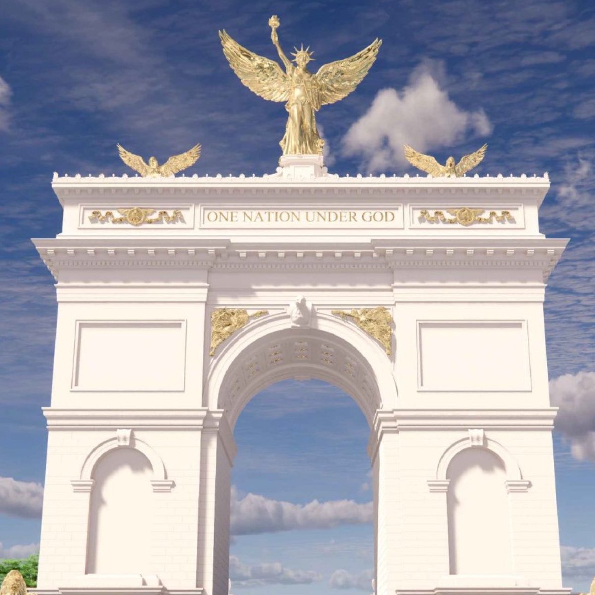 NickHintonn's tweet image. The angle on Trump’s arch looks like Babalon!