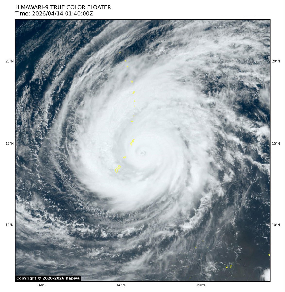 IPTCWC's tweet photo. Super Typhoon #Sinlaku Advisory #16: Sinlaku set to bring very dangerous conditions to Tinian and Saipan in around 6 hours. Max winds have decreased to 135knots (155mph). Life threatening storm surge, destructive winds, and isolated flooding expected in #Tinian and #Saipan. Weakening trend forecast to continue, post tropical transition by Day 5. See @NWSGuam for decision making. Click below for more.