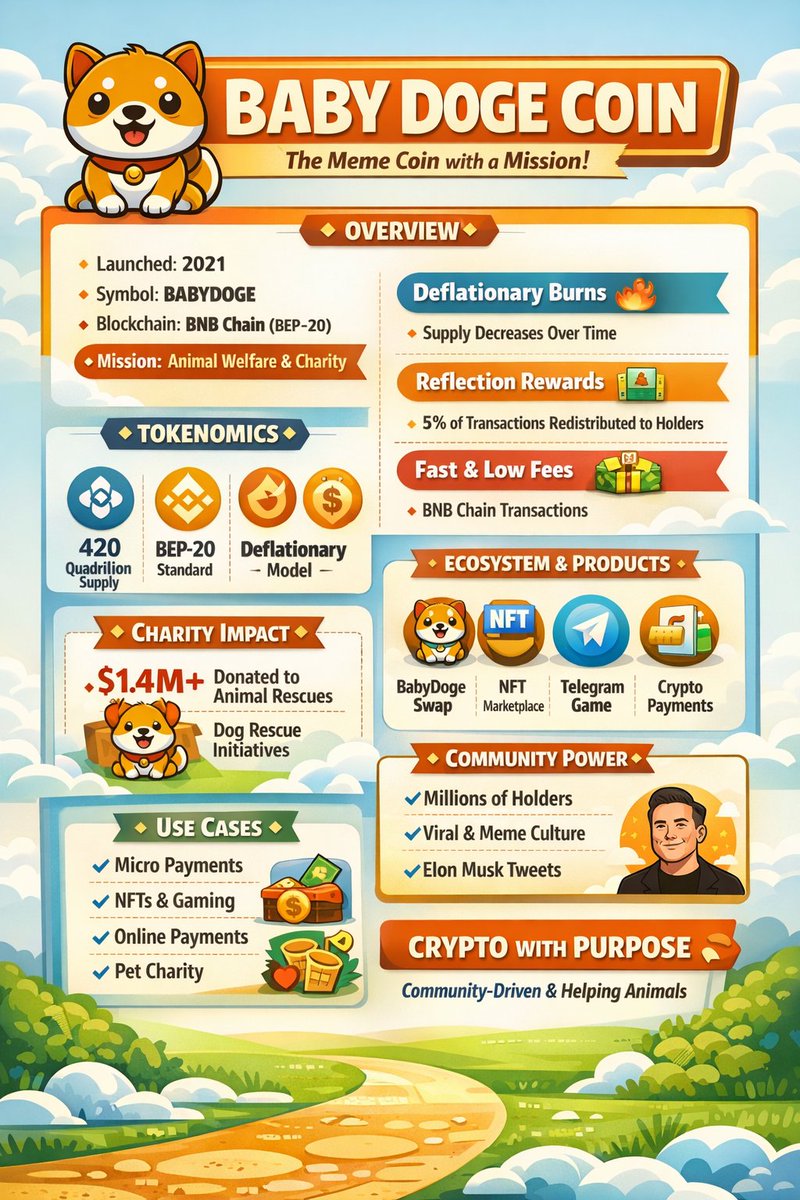 aysbergs's tweet image. Not every crypto leaves paw prints in the real world. 🐾🐶

@BabyDoge turns every transaction into something bigger, rewards for holders, burns for scarcity, and hopes for rescued dogs.

This isn’t just a coin. It’s an impact you can track.

#BabyDoge #CryptoWithPurpose #Web3