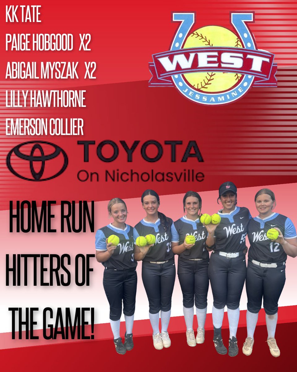 Bats caught🔥@ Anderson 
Offensive leaders 
KK Tate 3 for 3 💣 
K McInturf 2 for 2
A Myszak 3 for 4 💣 💣 4RBIs
P Hobgood 2 for 3 💣 💣 7RBIs
E Collier 2 for 3 💣 
A Vahle 1 for 2
L Hawthorne 💣 

In the ⭕️ 
KK Tate 3IP, 2H,2Ks
K Hobgood 1IP, 0R,1K
<a href="/ToyotaOnNich1/">Toyota Nicholasville</a> HomeRun Hitters!
