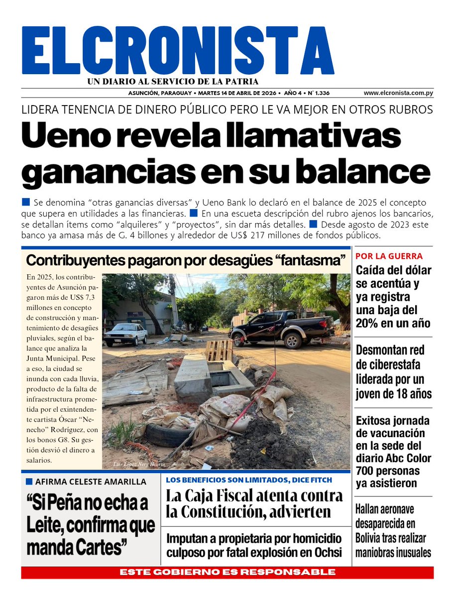 📰 Tapa del 14/04/2026

📲 Accedé a : elcronista.com.py