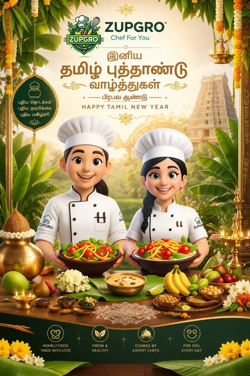 ZupgroLife's tweet photo. 🌸 இனிய தமிழ் புத்தாண்டு நல்வாழ்த்துகள் 🌸
பிரபவ ஆண்டில்
உங்கள் வாழ்க்கையில் வளமும், ஆரோக்கியமும்,
மகிழ்ச்சியும் நிரம்பியதாக அமையட்டும்.
உங்கள் ஒவ்வொரு நாளும்
சுவையும் சந்தோஷமும் நிறைந்ததாக இருக்க
என்றும் உங்கள் உடன் — Zupgro 💚 https://t.co/dFkF2X0dJ1
