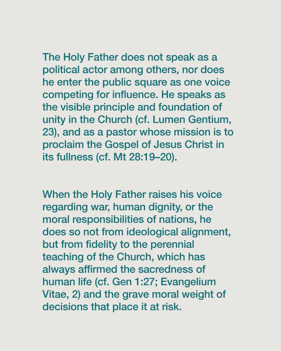 OCBishop's tweet photo. (Part 1): 
As Bishop of Orange, I affirm my communion with Pope Leo XIV and my gratitude for his faithful witness to the Gospel in a time of great complexity and tension. I encourage the faithful entrusted to my care, and all people of goodwill, to receive his words with the seriousness they deserve, to pray for peace among nations (cf. 1 Tim 2:1–2), and to commit themselves to the hard and necessary work of building a world in which the Gospel and the dignity of every human life are recognized and protected.