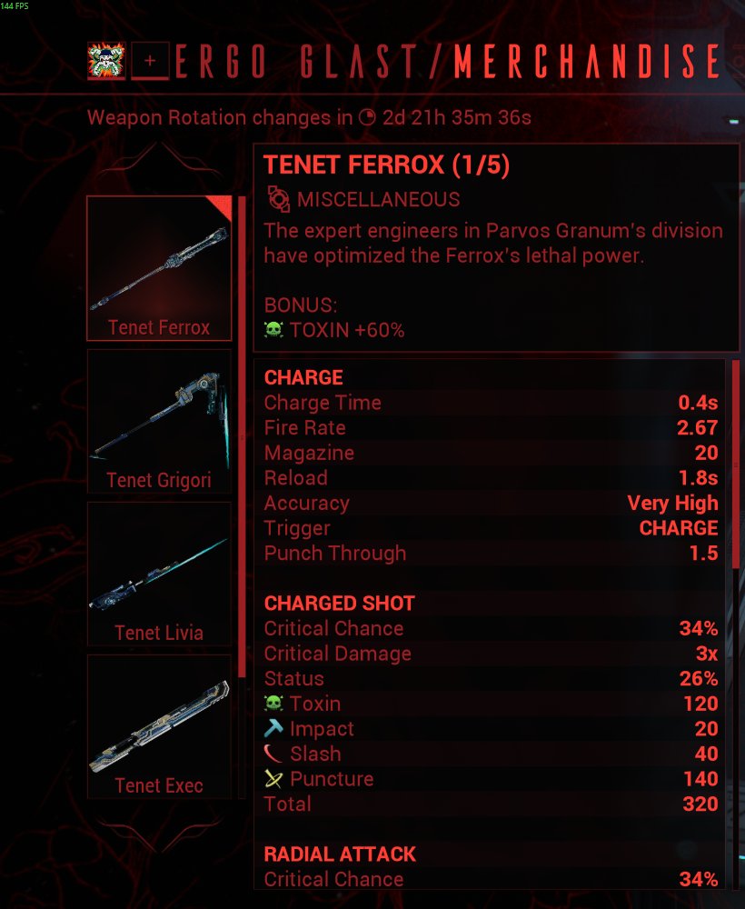 60% Toxin - Tenet Ferrox at Perin Sequence. You can get there quicker via the syndicate section in your orbiter #warframecommunity #Warframe