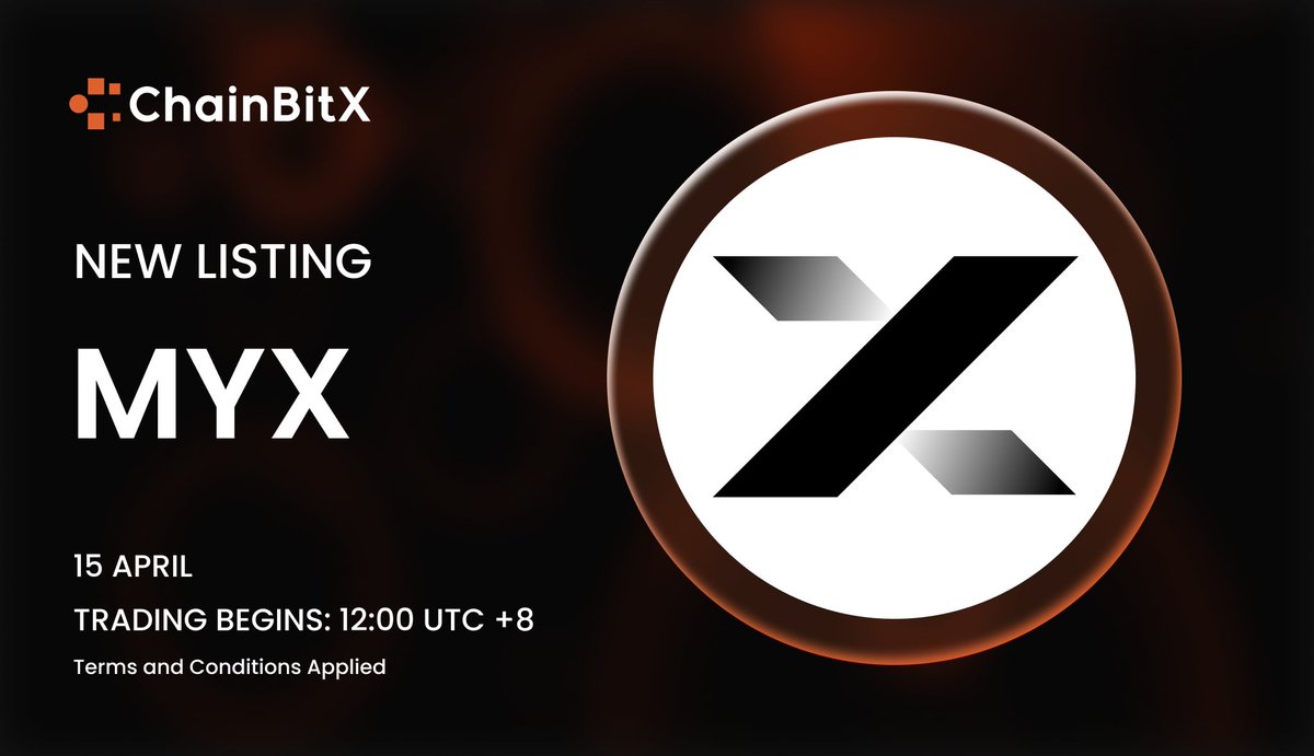 ChainBitX's tweet photo. 🚀 New Listings Alert on ChainBitX

@MYX_Finance
$MYX is officially listed! 

📅 Trading starts: 15 Apr
⏰ 12:00 UTC+8

Trade seamlessly with fast execution and robust liquidity.
#ChainBitX #NewListing #MYX https://t.co/lXIv3uDhoi