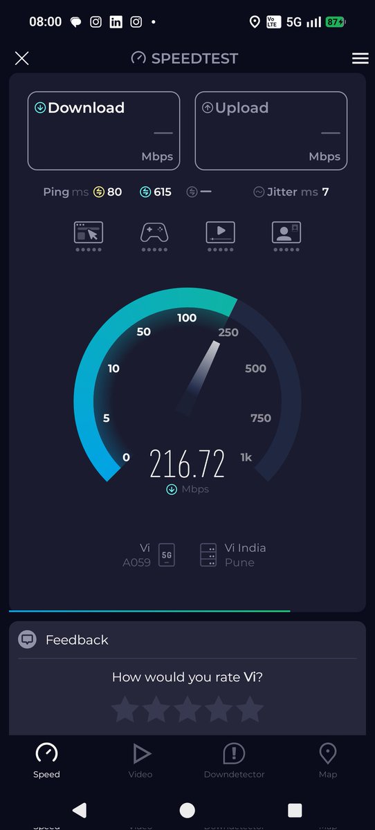 adwaitainapure's tweet image. That seems to be good speed indoors in #kolhapur.
Good show #vodaidea.
 It seems this city has wider #5g coverage by the company than what it has done in #pune &amp;amp; #pcmc.
@ViCustomerCare