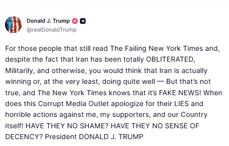 Commentary Donald J. Trump Posts From Truth Social tweet media