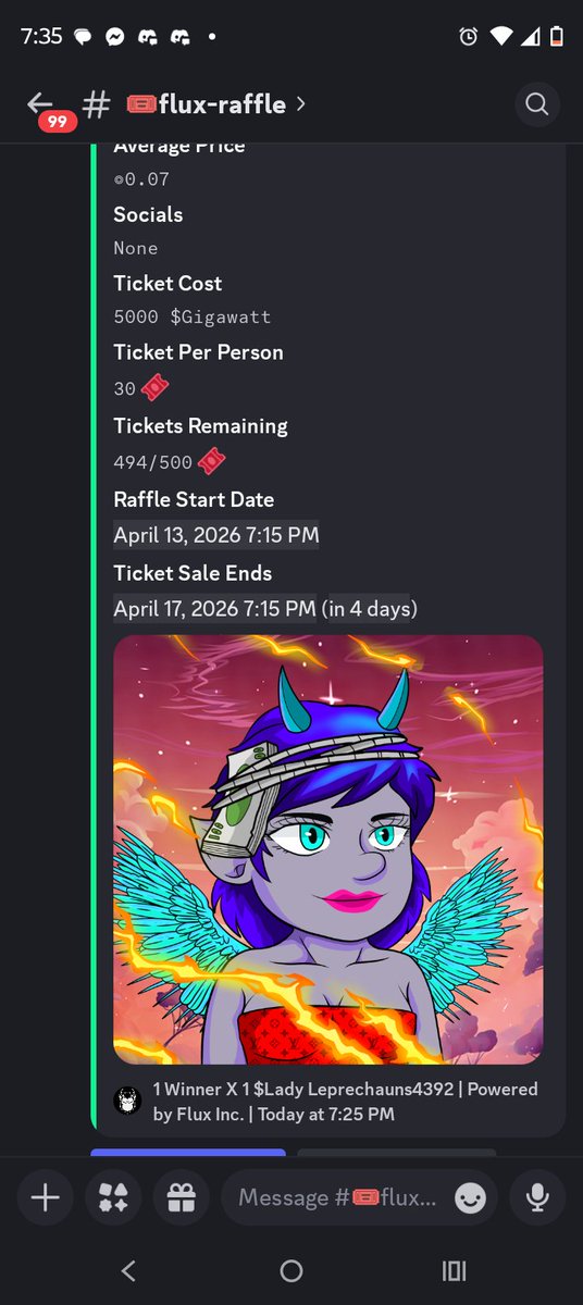 Check out this 1/1 Lady Leprechaun Raffle using <a href="/FluxInc_/">Flux Inc.</a> fluxtility. 
Purchase tickets only in $GGW
Is there a better way to use your airdrop? Maybe but I'd take my chances 😍😍😍