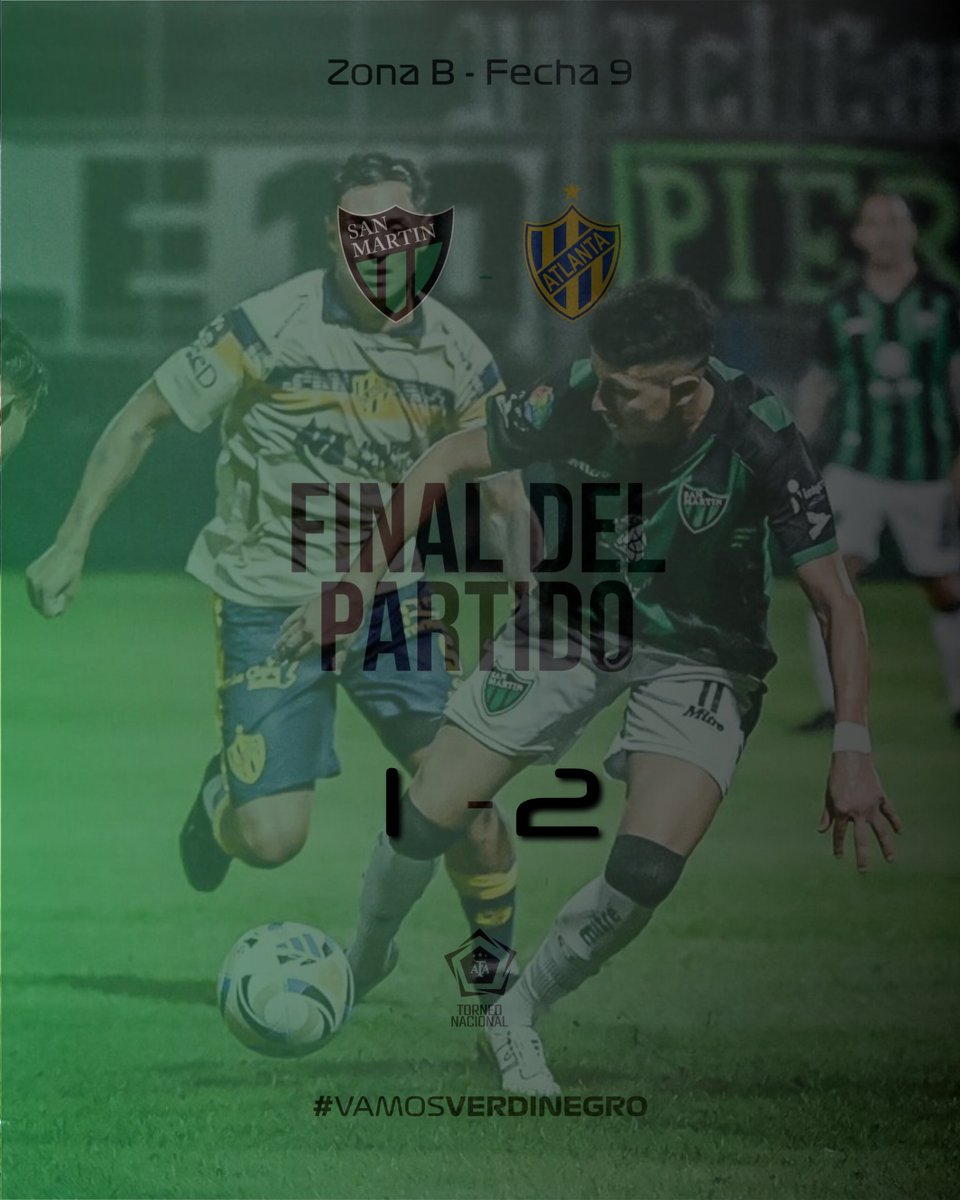 CASanMartinSJ's tweet image. Final del partido. 

#SanMartín 1 - #Atlanta 2.   

#VamosVerdinegro 🟢⚫