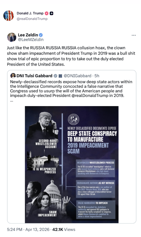 Commentary Donald J. Trump Posts From Truth Social tweet media