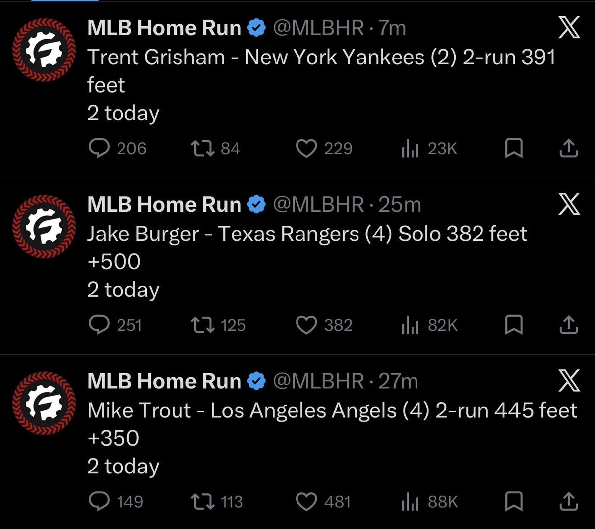 So they just giving everyone 2 Dingers today? Safe to say they’re using some new balls
