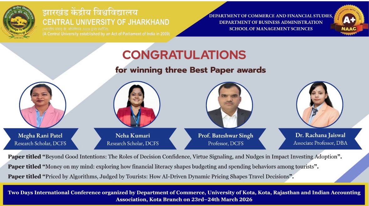 CENTRAL UNIVERSITY OF JHARKHAND tweet media