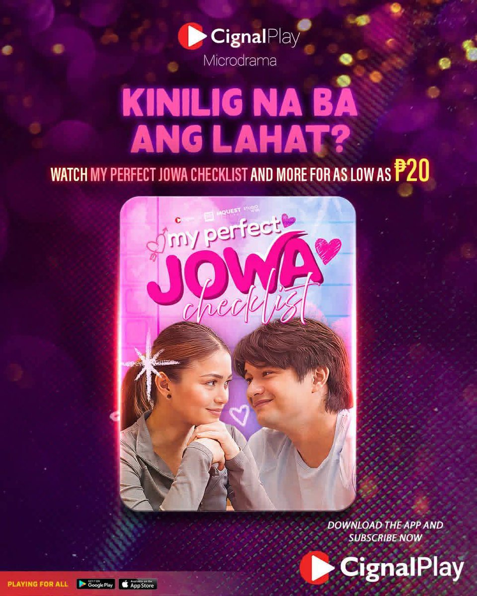 KapatidInsider's tweet photo. KINILIG NA BA ANG LAHAAAAT? 🥰❤️

Sa halagang ₱20, mapapanood mo na ang journey Yna Marie kung PASOK na PASOK ba sa checklist si Jester! 🥰

Watch MY PERFECT JOWA CHECKLIST starring #LANCEBREY only on your @CignalPlay app!

Download the app and subscribe, TODAY!

#PlayingForAll https://t.co/oS7WdrIIuV