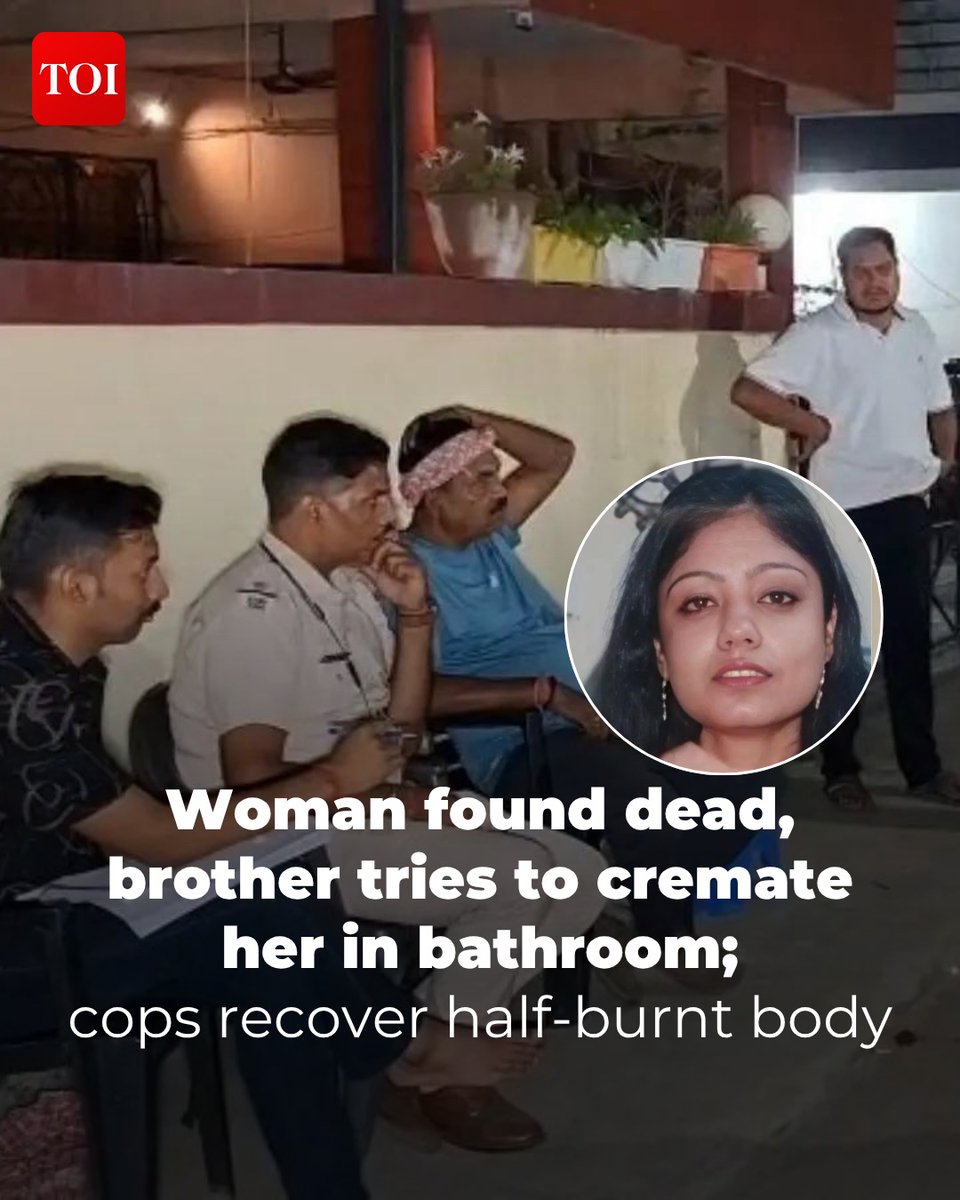 timesofindia's tweet image. A #woman's partially burned body was discovered in her #Dhanbad home after her brother claimed neighbours refused help, leading him to attempt cremation in the #bathroom. #Police recovered the remains of Lipika Kumari, 36, and are awaiting a post-mortem to determine the cause of