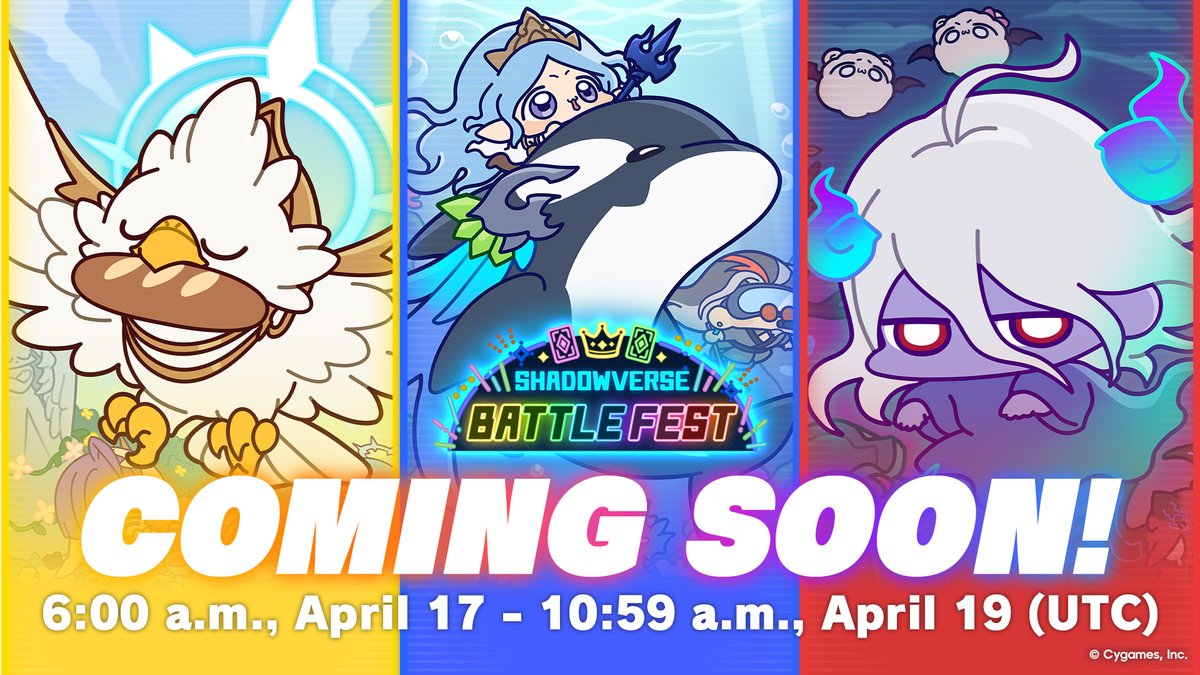 The Shadowverse Battle Fest is approaching! Whose side will you be on?

Here's a sneak peek at each team's hand-drawn card style! Get ready to battle with some brand-new rules! ✨️

Event Period: 6:00 a.m., Apr 17 - 10:59 a.m., Apr 19 (UTC)

Details: shadowverse-wb.com/en/news/detail…