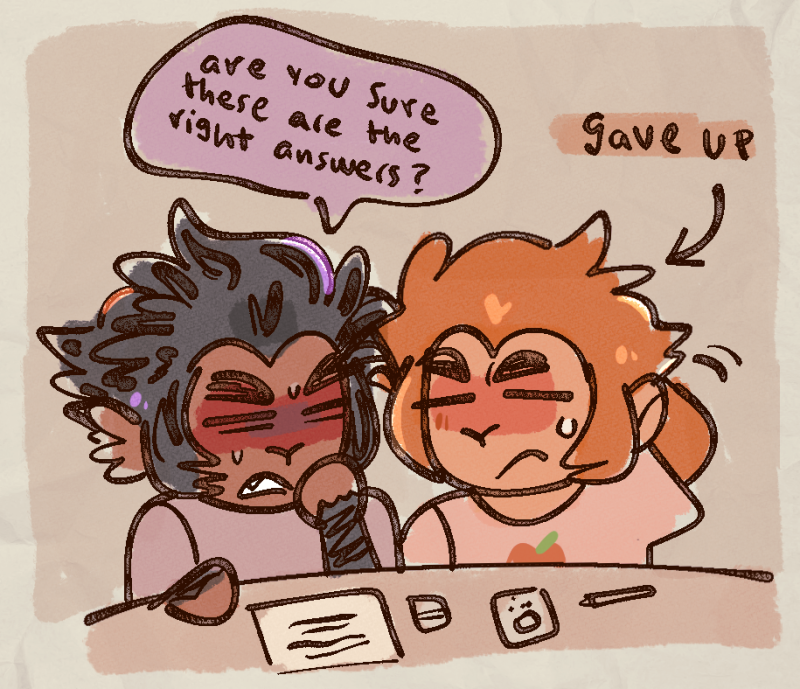 bunsbows's tweet image. college au here have some struggling monkeys 💔