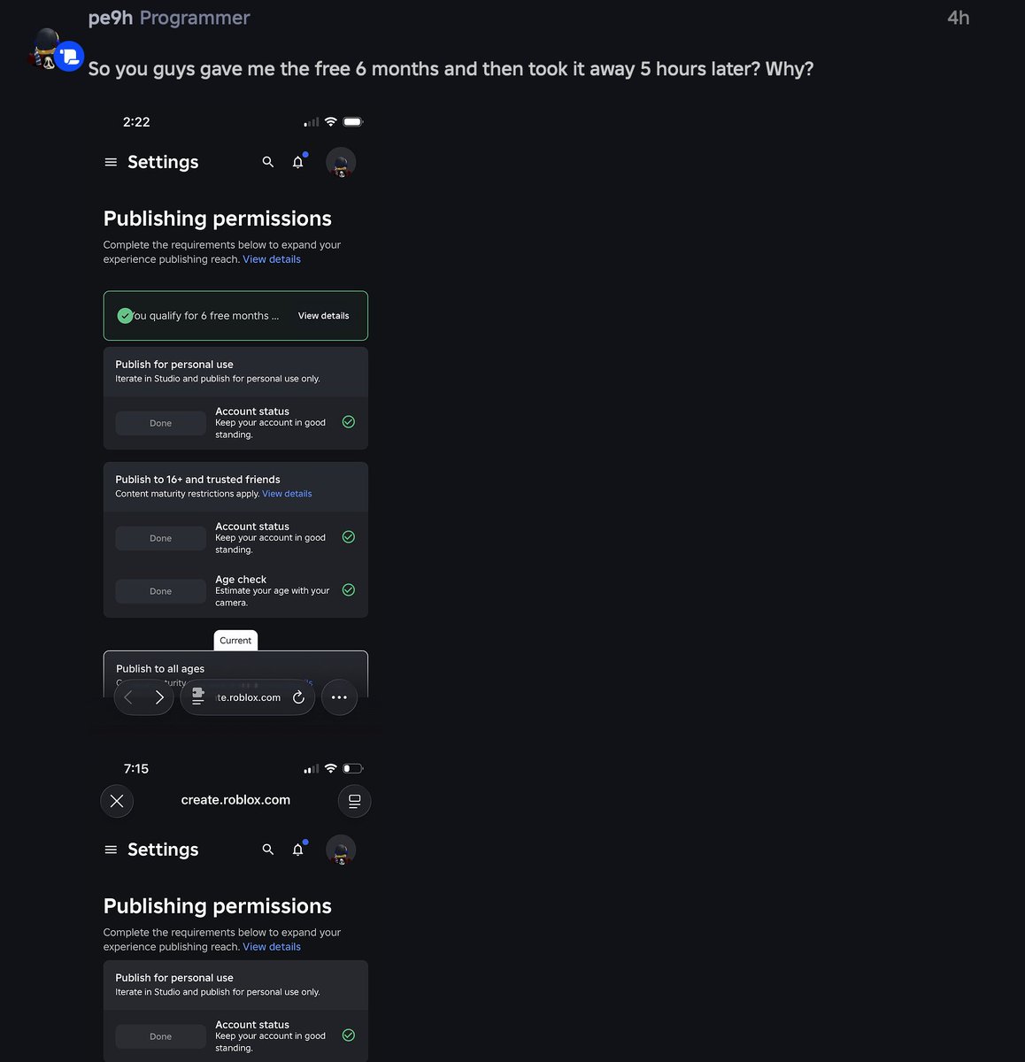 CoolABRio4's tweet image. I thought I was the only one who had the 6 month eligibility for Plus for a moment just for it to be revoked somehow..