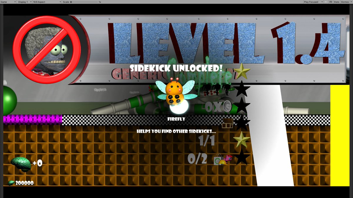 I've got all the additional features I wanted to add to the game (countless secrets on every stage, little sidekicks you can unlock that will stay by your side, better background settings, and even an entire store system).  Now I just need to place brains (currency) throughout.