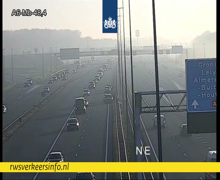 Ongeval op A6 richting Muiden leidt tot vertraging