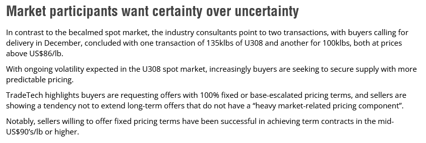 GLoffelhardt's tweet photo. Uranium market (last 2 weeks):
- Spot market activity remains subdued
- Buyers turn to term market
https://t.co/EcZoliRSoA https://t.co/K5C5PBFRGD