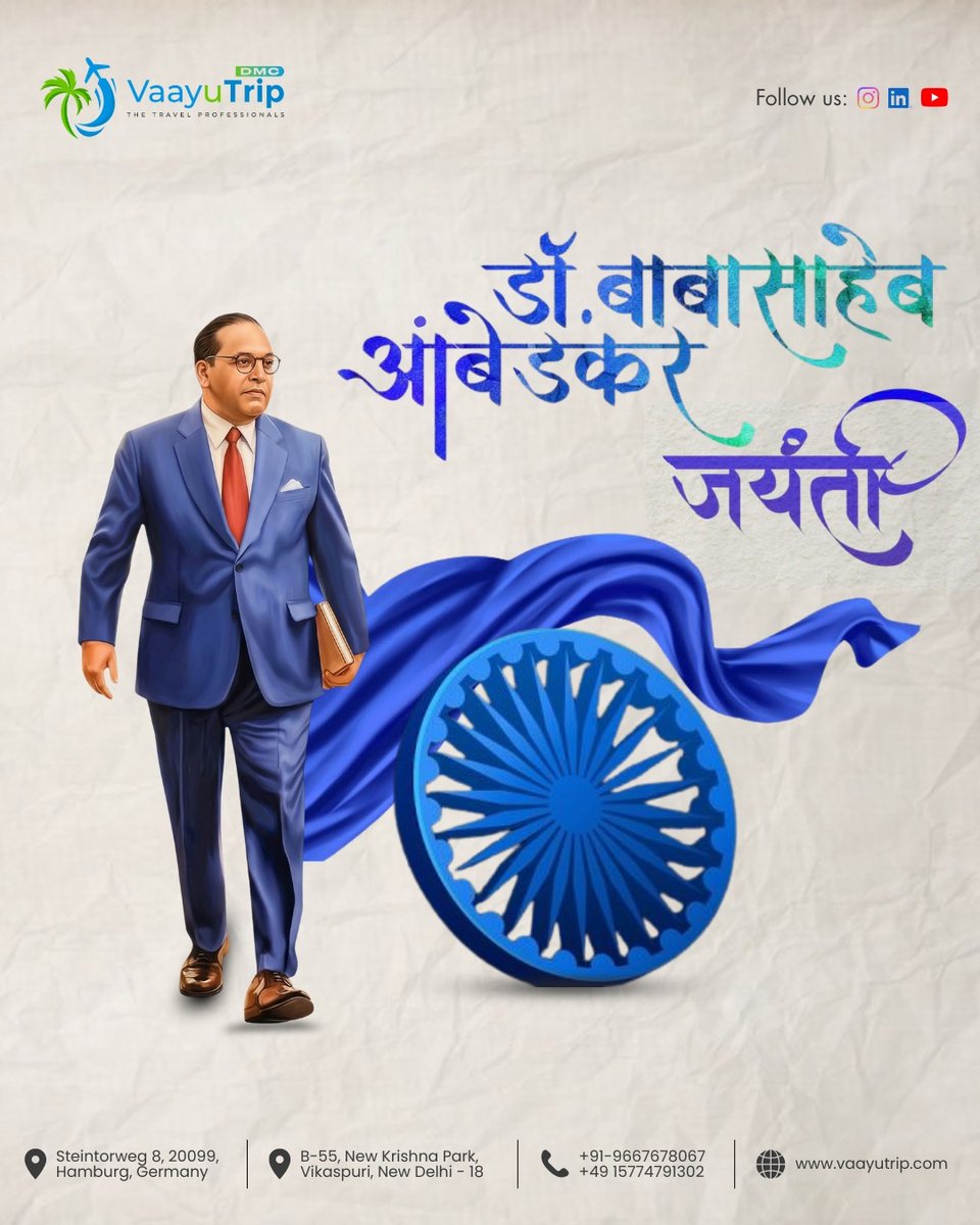 Vaayutrip's tweet photo. Celebrate the legacy of Dr. B. R. Ambedkar – the architect of the Indian Constitution 🇮🇳 https://t.co/Ro2mzWswHJ