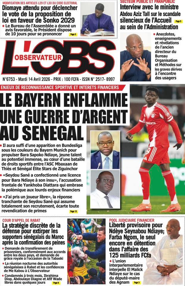 MasseneDIOUF3's tweet image. Thread  la Une  des  journaux Sénégalais  du  Mardi  14  Avril 2026 🇸🇳👇🏽.
Bonne  journée  à  tous 🇸🇳 😍.

#Senegal 
#kebetu