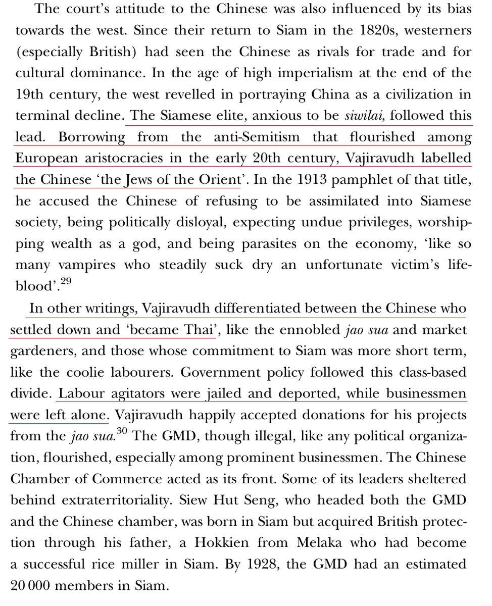 SE Asian attitudes to its Chinese-diaspora like traditional European antisemitism, and for same reasons. Aside from avoiding colonisation, much of Thailand's relative prosperity is attributable to a big Chinese population, and especially their successful assimilation (unlike 🇲🇾).