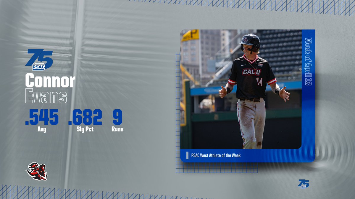 calvulcans's tweet photo. BASE: Senior OF Connor Evans collects PSAC West Athlete of the Week honors for third time this year following five multi-hit games

🔗 https://t.co/EEYuJO9PLz https://t.co/P5VJMszmBX