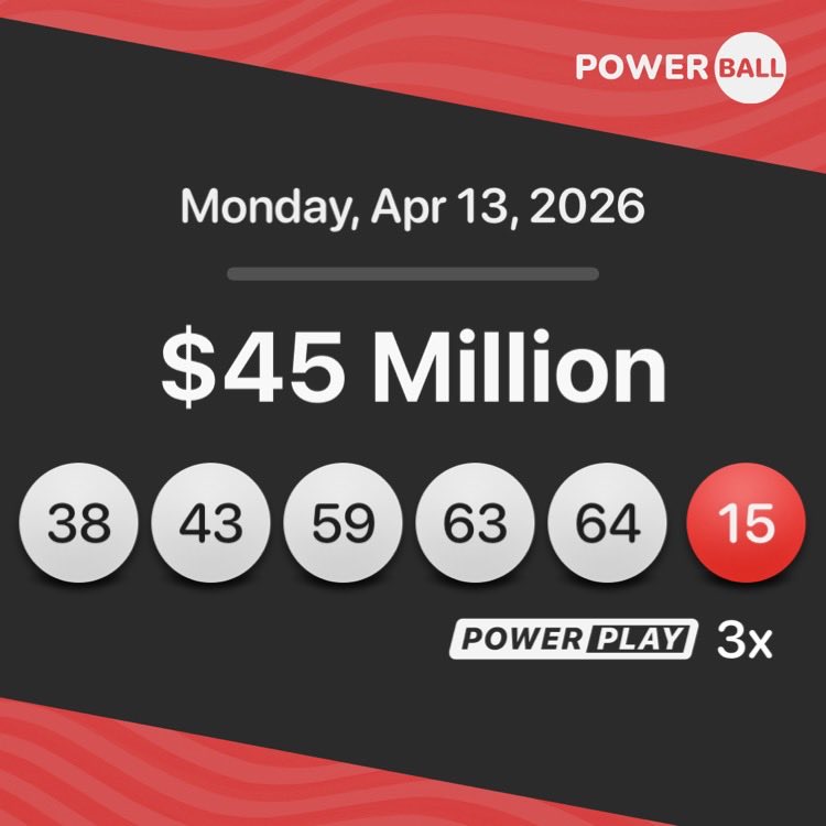 LottifyApp's tweet image. #Powerball results are in.

Here are the winning numbers for tonight,
Monday, Apr. 13

38-43-59-63-64 − 15 PB − 3x PP

#lottery #lotto #loteria