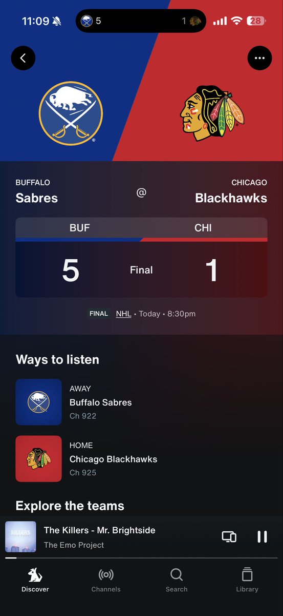 Rowdy_Stein's tweet photo. Emo project playing Mr Brightside at the end of the game on emoproject!!! @dawson_knox @BuffaloSabres @SabresPR https://t.co/m5EwMCCRCE