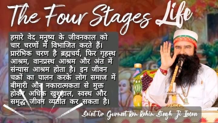 The four stages of life—learning, responsibility, detachment &amp; realization—shape our journey beautifully. Saint Gurmeet Ram Rahim Ji explains that following these #StagesOfLife brings true happiness &amp; peace. 🌿