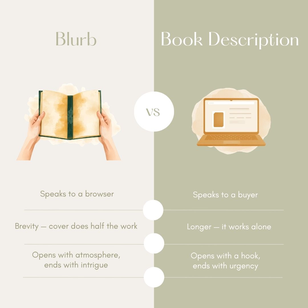 chaelin_design's tweet image. Your blurb and your book description are not the same thing.
One sells the feel. One sells the click.
Most authors write one version and paste it everywhere. Readers feel the mismatch — even when they can't name it.
#BookMarketing #AuthorTips #Copywriting