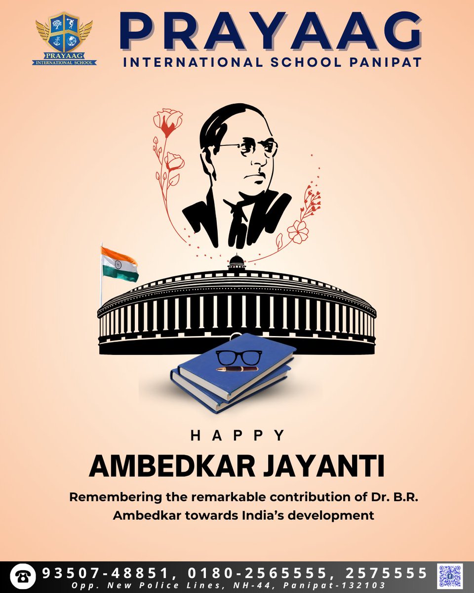 prayaag2016's tweet photo. Honouring the legacy of B. R. Ambedkar on Ambedkar Jayanti. 📘✨
A tribute to the architect of our Constitution and a champion of equality, justice, and education.

#AmbedkarJayanti #Inspiration #EqualityForAll #PISP #Prayaagians #PrayaagLife #ILovePrayaag #Samalkha #Panipat https://t.co/1ytjGGAaoA