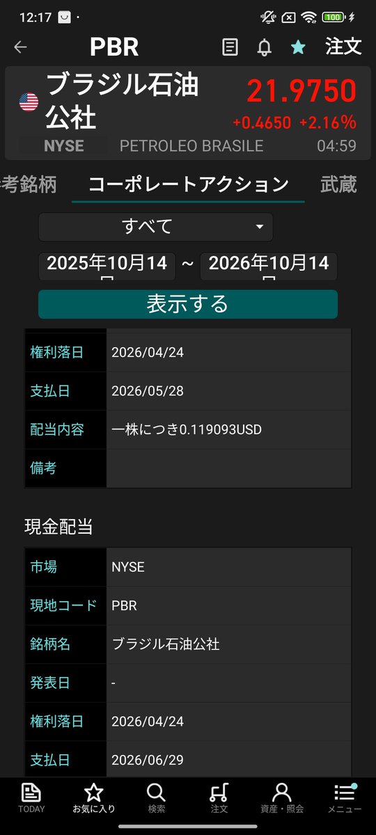 settin0176's tweet photo. ブラジル石油公社
高値２２ドルう、売りたい
4/24までは持ちたい
取得単価の倍は23.2ドル

どうしたものか https://t.co/jxHnlM9PCL