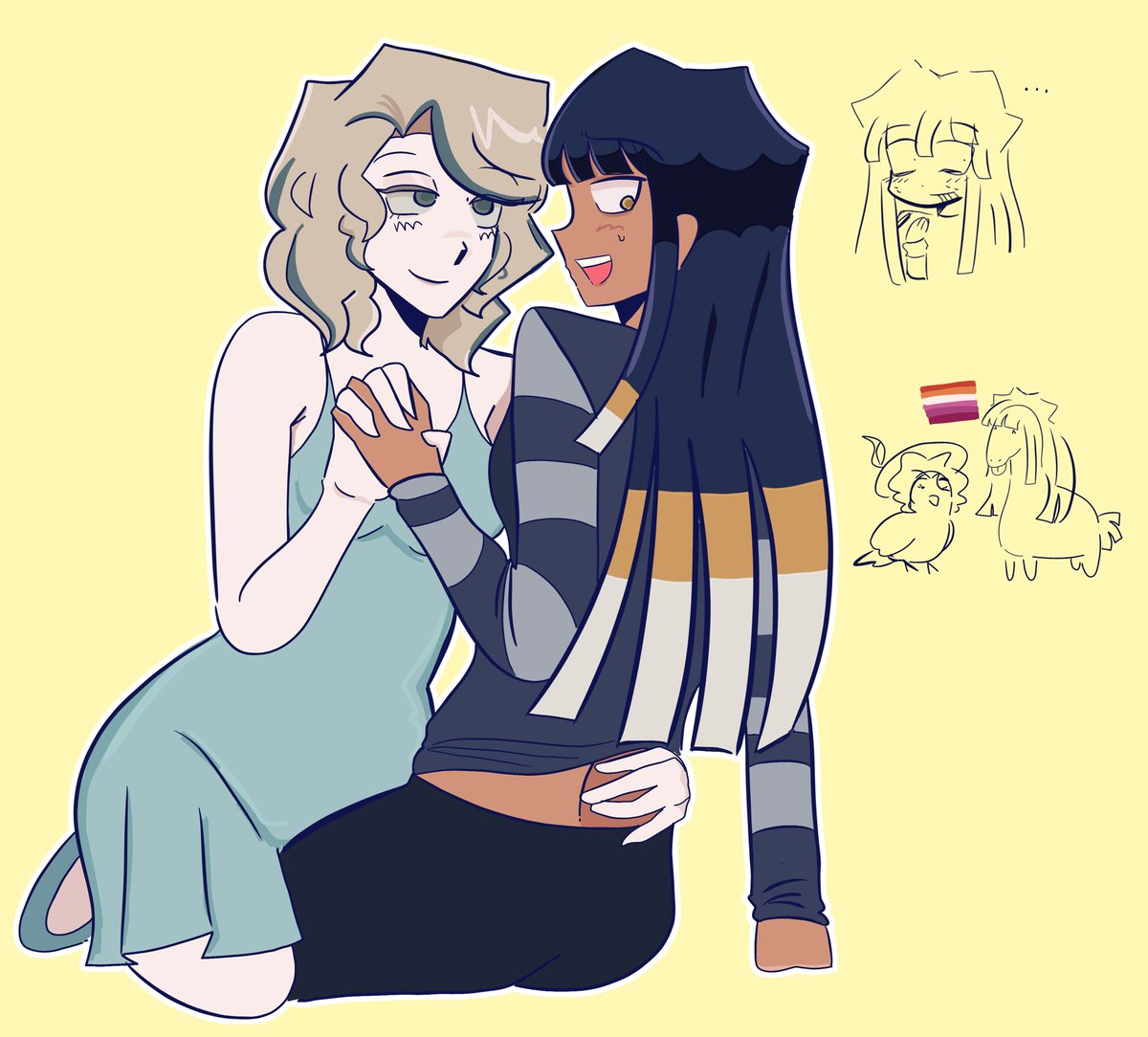 pixiemesmer's tweet image. Felt like trying these two for practice ^^ also really wanted to draw Cecilia in a night gown

Based this off mizisua art I saw 🐎

 #ceciliajackpotcrashcourse #rookjackpotcrashcourse #sig